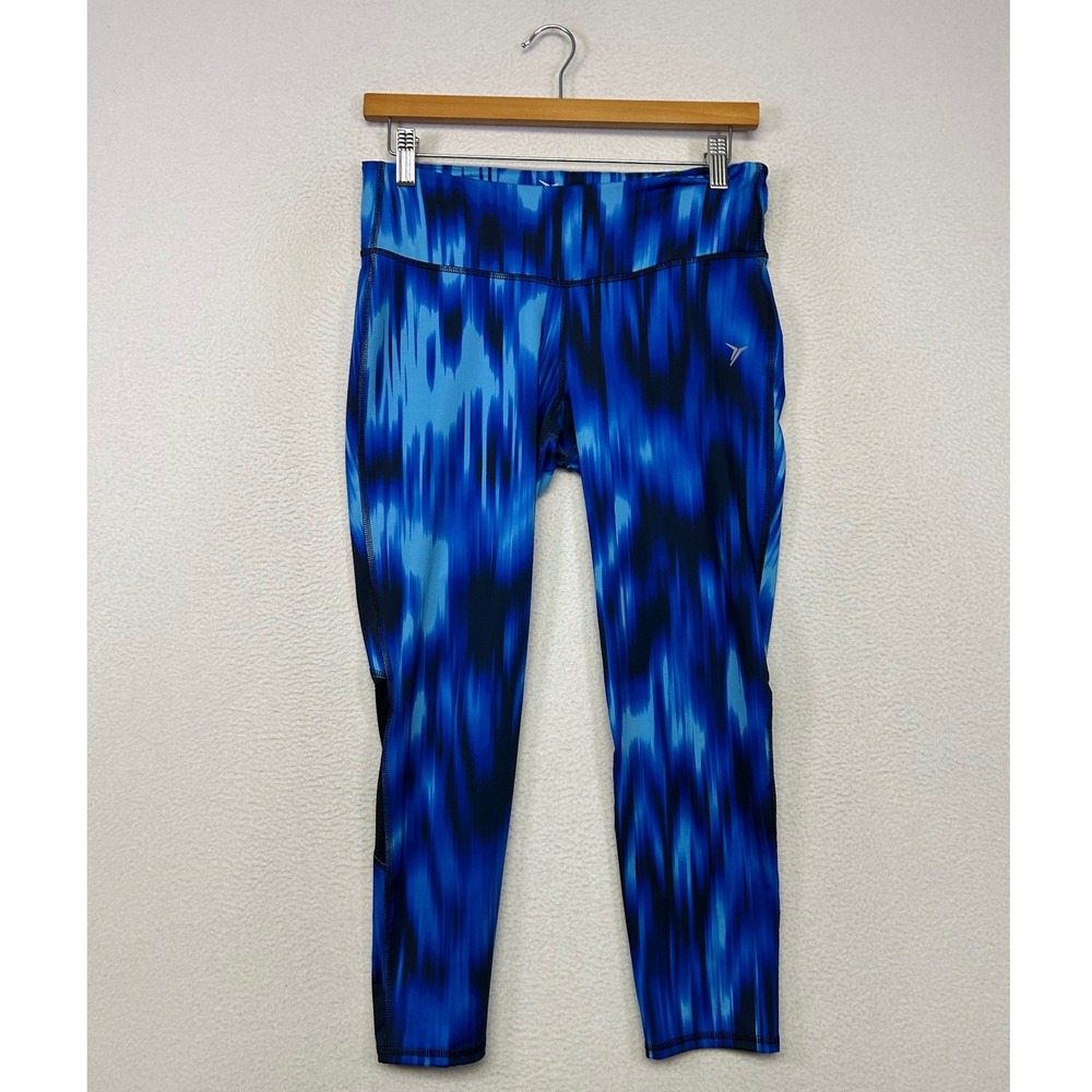 Athletic Abstract Old Navy Active Womens Medium Blue Go-Dry Fitted Leggings